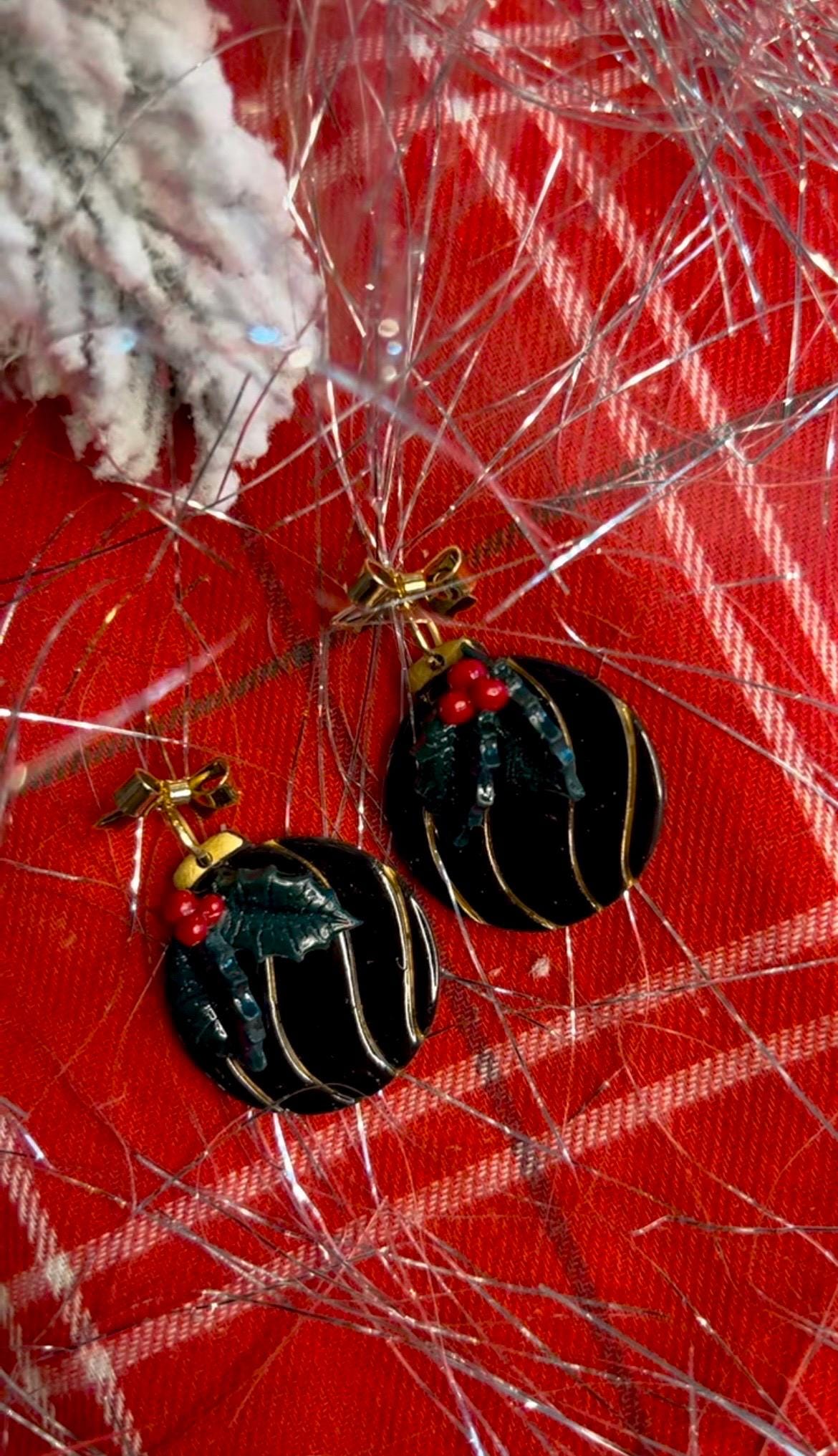 Holly Jolly Ornament Earrings with Bows